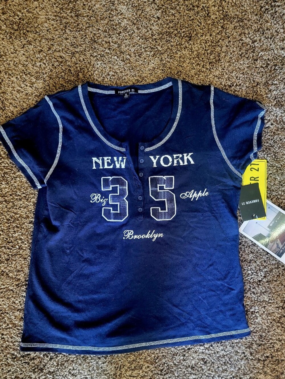 Juniors Brooklyn Top Tee Blue W Buttons .. New W Tag Xl